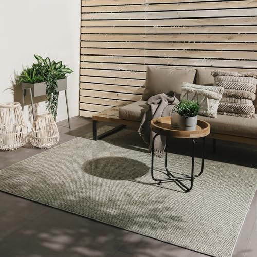 benuta Basic In- & Outdoor Teppich Wohnzimmer Iowa - Hellgrau 300x300 cm - Boho Jute-Look - Wetterfest für Balkon, Terrasse - Schlafzimmer, Küchenteppich & Wohnzimmerteppich - Strapazierfähig & Robust