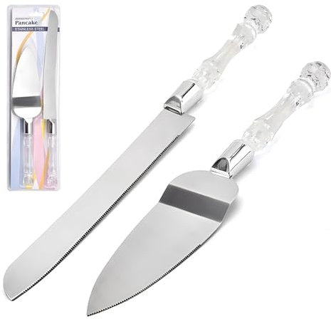 JYJLLM 2 Pieces Crystal Grip Cake Slice and Pie Server Set, Cake Cutter，Wedding Cake Knife and Server Set Gifts for Wedding Gathering, Anniversary, Engagement, Birthday Party