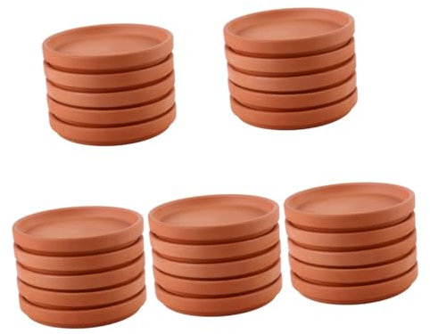 POPETPOP 25 Pièces Plateau De Jardinière en Terre Cuite Plateau De Pot De Fleur Plaque De Pot De Fleur Accessoires De Pot De Fleur Plateau De Pot De Fleur Plaque De Pot De Fleur en Poterie