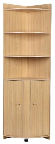 joukares 180 cm högt hörnskåp, bondgårdsförvaringsskåp med ladugårdsdörrdesign och öppna hyllor, hörnvisningsskåp hem utrymmesbesparande för badrum, vardagsrum, tvättstuga, träfärg