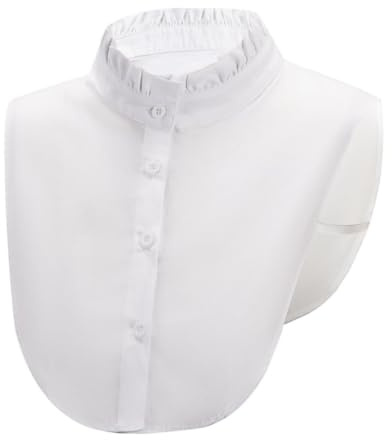 Putaowor Fake Detachable Dickey Collar Blouse Half Shirts Faux False Collar Inserts Tops for Women Girls High Collar White L