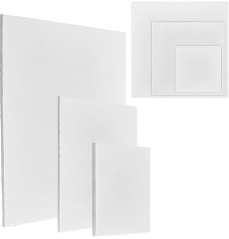 AHANDMAKER 9 st vita polystyren hantverksblad, 3 storlekar 5,5 mm tjock polystyren flexibelt plastbrädark, 3,9 x 3,9/7,8/30 x 30 cm fyrkantiga plastark för modellering bygghantverk konstdisplay