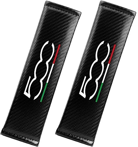 KLHYWEN 2 Pezzi Imbottiture Protezione per Cintura di Sicurezza in Fibra di Carbonio per Auto per Fi-at 500 500C 500X 500L, Spalline della Cintura di Sicurezza Car Interni Accessori,White