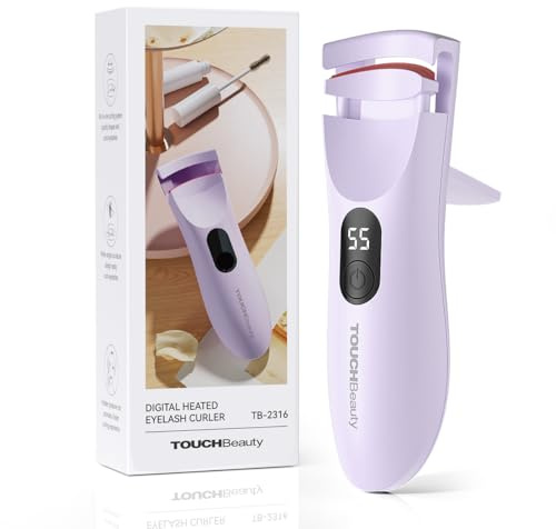TOUCHBeauty Uppvärmd ögonfransböjare med LED-skärm, uppladdningsbar elektrisk ögonfransklocktång, 3 temperaturlägen, färgskiftande silikondyna, 10 s snabb värme och långvarig AG-2316APP