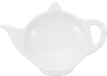 LIFKOME Decorative Ceramic Teabag Coaster Large White Teabag Holder for Home Accessories Retro Art Design for Tearooms Offices and Gift Giving