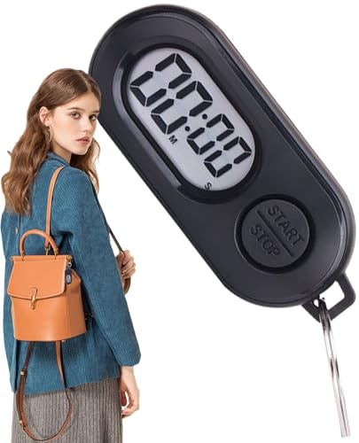 Llaveros de cronómetro, Llavero de cronómetro pequeño, Compacto, portátil, Deportivo, Pantalla LCD Digital, fijación Segura, función de Cuenta Regresiva fácil, Accesorios de Cuenta Regresiva