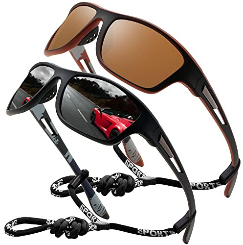 Perfectmiaoxuan Sportive Lunettes de soleil hommes femmes polarisées Anti-UV pour la pêche randonnée legere incassable cadre Enveloppantes Lunettes de Conduite de Nuit
