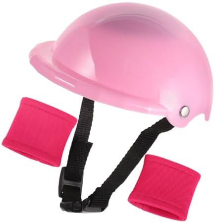 BESTonZON Puppenzubehör Mini Sporthelm Und Knieschützer Für 18-Zoll Mädchenpuppen – Schutzhelm Und Knieschutz Für Rollenspiel Und Sportliche Aktivitäten
