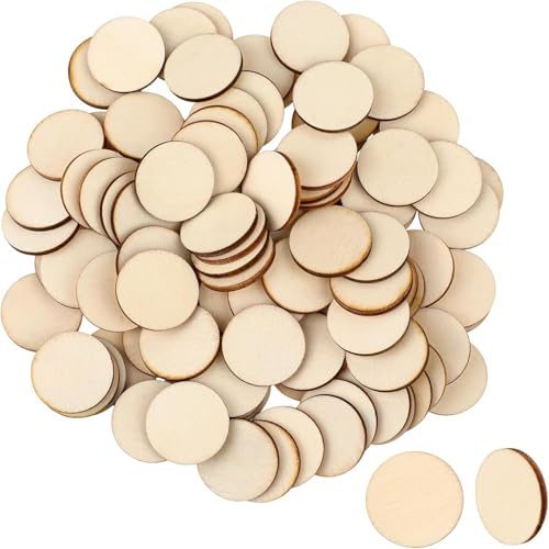 200 Stück Holzscheiben Klein, 2 cm Runde Holzstücken, Mini Holz Log Scheiben, für Hochzeit Dekoration, DIY Handwerk, Handarbeit, Basteln, Holz Etiketten, Kreative Projekte, Anhänger, Scrapbooking