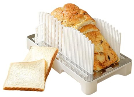 Bread Cutter, Sandwich Slicer with Receiver Tray - Adjustable Slicer Guide, Compact Accessory for Kitchen, Cakes, Sandwiches and Bagels