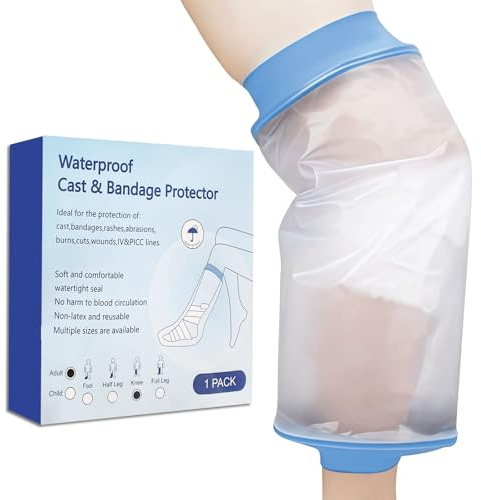 Bodiiwuliu Housse de protection étanche pour plâtre pour douche, Réutilisable Sac de Douche Protection, Facile à utiliser, Léger, confortable，Convient aux adultes et aux enfants (Jambes)