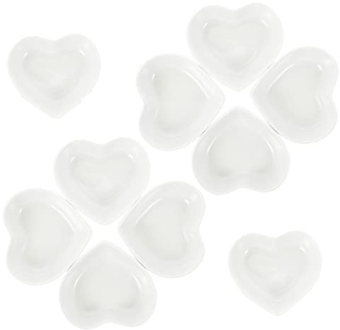 Garneck Heart Shaped Dipping Bowls Mini Ceramic Sauce Dishes White 10pcs Set for Kitchen Dining Table Candy Serving Soy Sauce