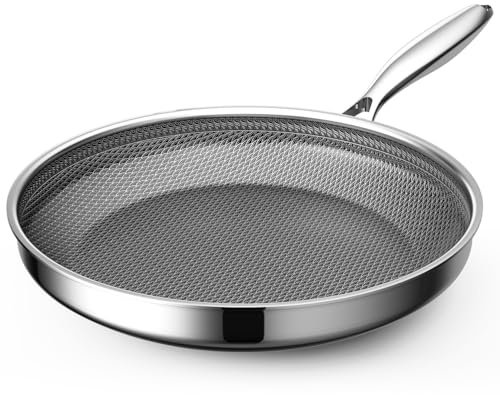 ZEROPAN Bratpfanne 20cm, Edelstahlpfanne Antihaft Hybrid, Kühl bleibender Griff, Spülmaschinenfest, PFAS, PFOA und PTFE Frei, Ofenfest bis 260 °C, Geeignet für Induktion, Alle Herdarten