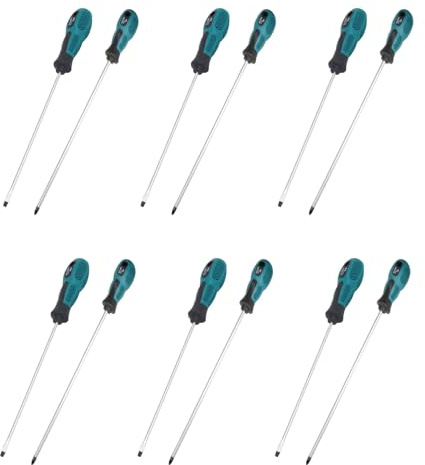 GNURBDILFO 12 Confezioni Cacciavite un Taglio Lungo e da 12 Pollici Cacciavite un Piatta Cacciavite Magnetico con Impugnatura nel Gomma