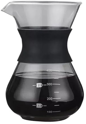 Cafetera de vidrio resistente al calor con filtro acero inoxidable V60, embudo, cafetera goteo manual, jarra, utensilios barista(400ml no filter)
