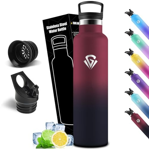 Mulbijeo Botella Agua Acero Inoxidable, 1000 ML Reutilizable Sin BPA, Botella Agua Termica, Botella Agua, Aislamiento Al Vacío de Doble Pared, Termos, Cantimplora para Adultos, Deporte