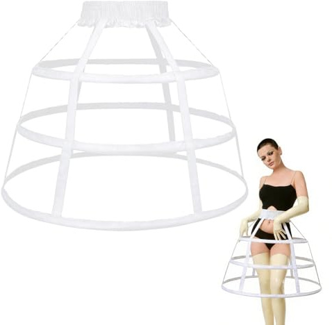 BENECREAT Gonna A Gabbia con 3 Cerchio e Sottoveste, Gonna A Cerchio Vittoriana da Donna da 500×550mm per Abito da Sposa, Natale, Partito