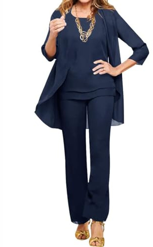 shownicer Completo Donna Elegante Tailleur 3 Pezzi Set Madre della Sposa Abiti Pantaloni in Chiffon Completi da Cerimonia Festa Set Taglia Grande Abbigliamento per Matrimoni