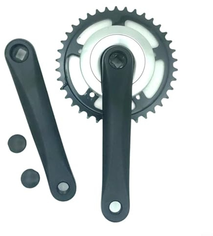 Juego de manivela de plato de bicicleta para bicicletas eléctricas plegables y ligeras 42T 38T aleación de aluminio con brazo de manivela de 170 mm (negro+plata 38T)