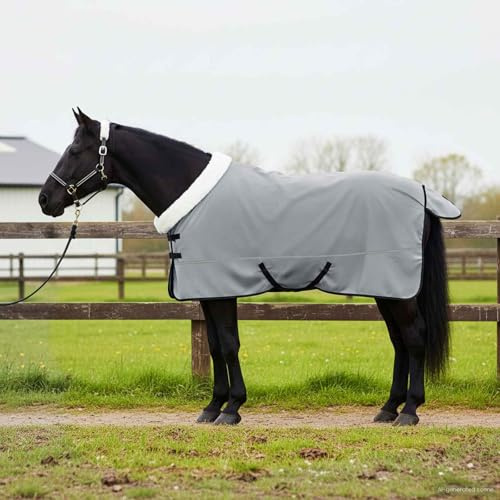 Mokuyary Pferdedecke, dunkelgrün, komplett 145 cm, Fleece, Decke für Pferde, im Freien und Stall – A