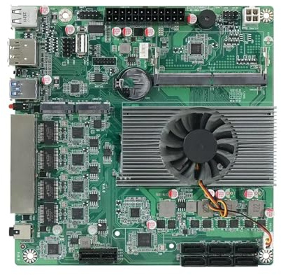 Carte Mere pc Carte mère Fit for NAS N100 6 x SATA 3.0, 4 Intel I226 2,5 GHz Mini ITX DDR5 17 cm, M., 1 PCIe, for routeur Logiciel, Serveur de Stockage DIY