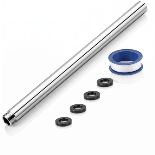 Shower Head Extension Arm 30cm(11.8inch), Universal G1/2 Shower Arm | 304 Stainless Steel Shower Head Extension with Washers & Sealing Tape, Round Showers Arm Extender for Heads & Pipe