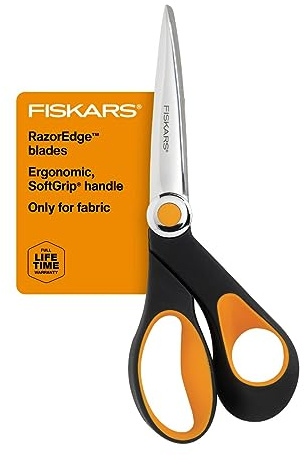Fiskars RazorEdge Fabric Scissors - 8 Heavy Duty Fabric Shears with Softgrip Ergonomic Handle, Stainless Steel Blades