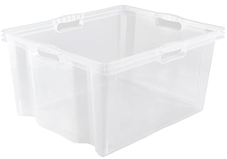 keeeper Box Contenitore con Manici integrati, Taglia: XXL, 52 x 43 x 26 cm, 44 L, Franz, Trasparente