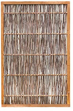 Weidenprofi Sichtschutz, Haselnusszaun Modell KOMFORT, Flechtzaun aus Hasel, Größe (BxH): 120 x 180 cm, massiver Holzrahmen 3,5 x 7 cm