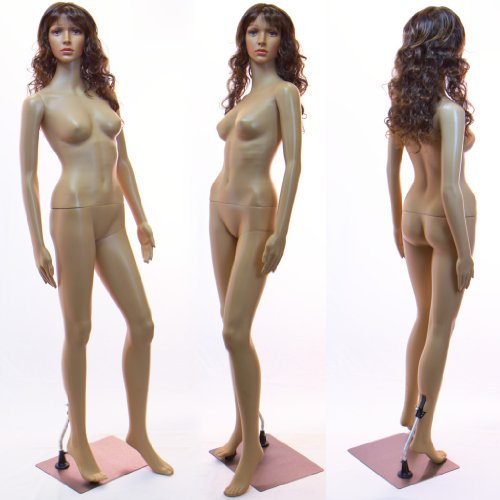 EurotonDisplay weibliche Schaufensterpuppe mit 2 Perücken gratis SF-10=2 beweglich Hautfarbe Female Mannequin