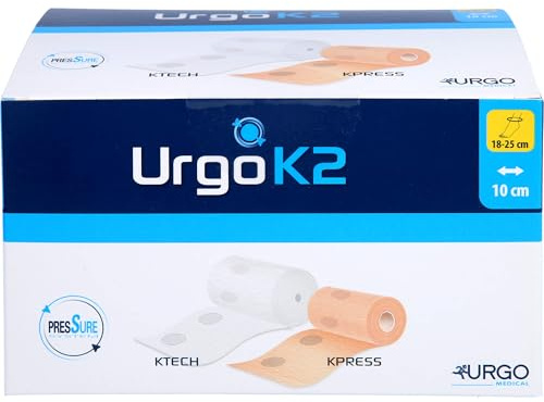UrgoK2 zweilagiger Kompressionsverband mit Druckindikator Knöchelumfang 18-25 cm 10 cm breit, 1 St. Binde