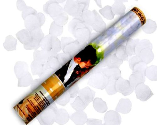 10 x Rosen Regen mit weißen Rosenblättern Konfetti Kanone Shooter Hochzeit Konfettibome Partypopper