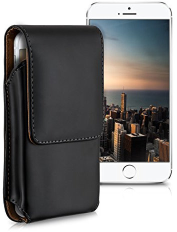 kwmobile Gürteltasche Hülle für Handys mit Gürtelclip - 13,5 x 6,9 cm Kunstleder Gürtel Case mit Gürtelschlaufe Schwarz