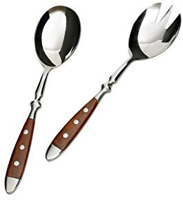 GRÄWE Salatbesteck 2-TLG. geschmiedet, Serie NÜRNBERG, braune Griffe