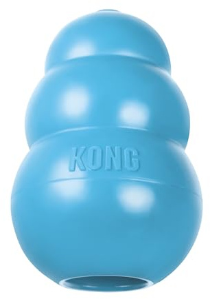 KONG Puppy - Natural Teething Rubber Chew Toy for Dogs - Stuffable Dog Toy for Extended Playtime - Chew & Fetch Toy for Puppies - for Small Puppies - Blue
