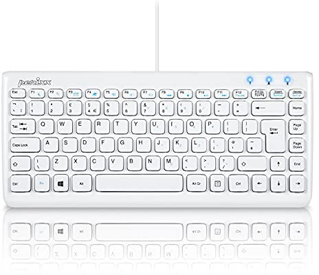 Perixx PERIBOARD-407 Compact USB Keyboard, 11 Multimedia Keys, Chiclet Keys, Glossy Piano White, UK QWERTY