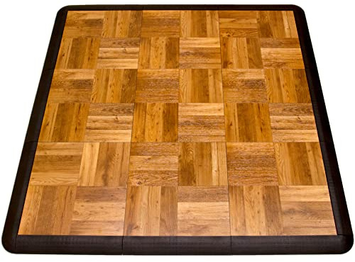 Big Floors Portable Dance Floor, Interlocking Dance Floor Tiles, Lightweight Plastic Modular Kit (3' X 3'), Oak Finish, 21 Piece (9 Sq Ft)