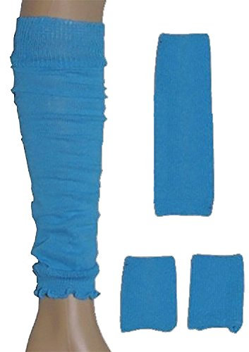 Blue Planet Online Neon-Stulpe, 2 Handgelenkschoner und Stulpen, Set 80er-Jahre, Kostüm Neon Blue