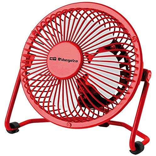 Orbegozo PW 1021 - Mini ventilador USB de sobremesa, silencioso, 8 W, rojo