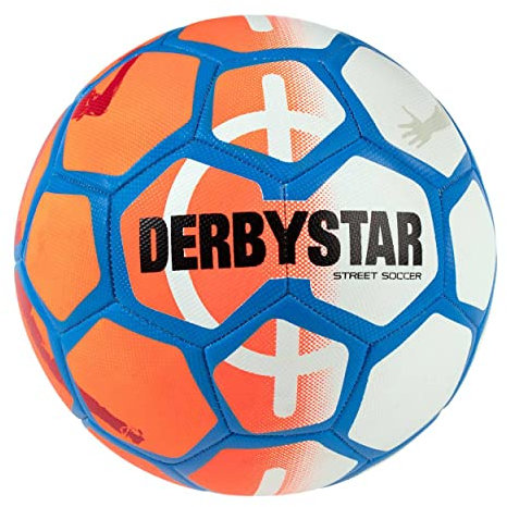 DERBYSTAR Unisex – Erwachsene Street Soccer Fußball Ball, orange Weiss blau, 5