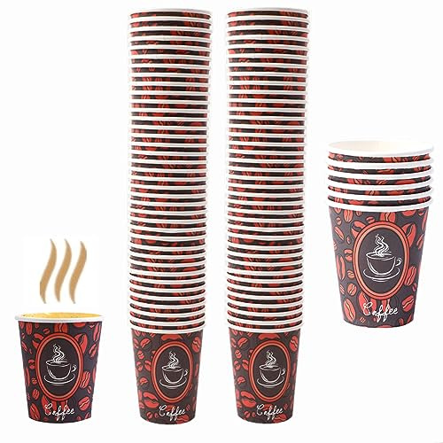 100 Pack Quality Disposable Paper Hot Coffee Cups, Perfect For Hot Drinks Tea & Coffee, Coffee Shops And Bars (10 oz)