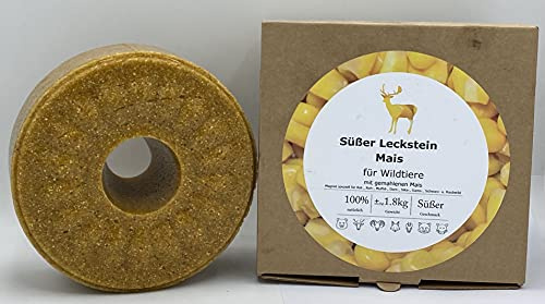 Wildlutscher Leckstein süßer Mais (gemahlen) | Extra Harter Wild- Leckstein | Wildbindendes Lockmittel| für Damwild, Schwarzwild und Rotwild. |Wochenlange Nutzungsdauer | 1,8 kg (14,95 €/kg)