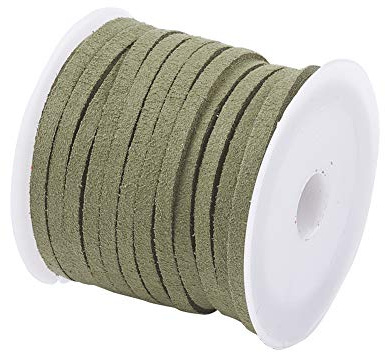 Cheriswelry Cordoncino piatto in finta pelle scamosciata, 3 mm, per lavori fai da te, gioielli e braccialetti (verde oliva, circa 4,5 m)
