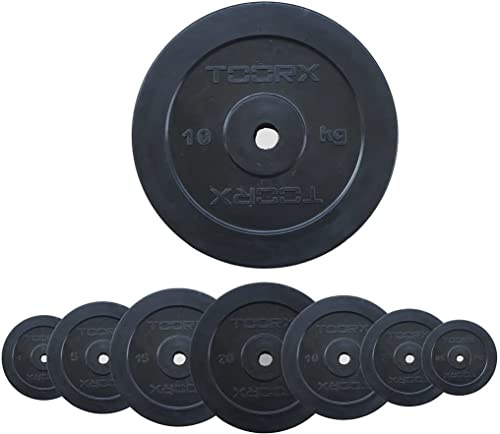 Gummierte Gusseisenscheibe, schwarz, von 0,5 bis 20 kg, Lochdurchmesser 25 mm (10 kg)