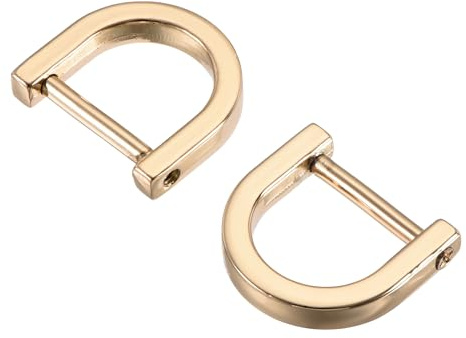 sourcing map 6 Stück D-Ringe Schrauben in Schäkel 15x13mm Gold | Hochwertige Zinklegierung, galvanisiert, rostfrei und langlebig. Einfache Montage mit Schraubendreher.