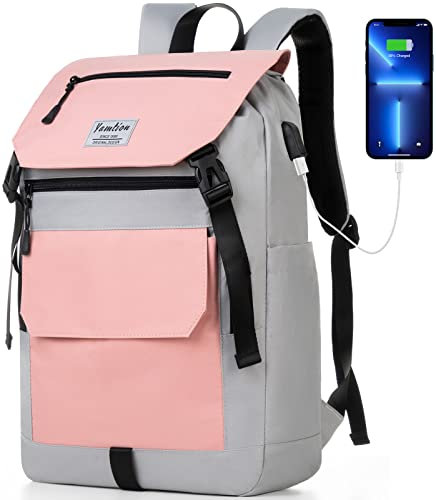 YAMTION 17 Rucksack Laptop Damen Schulrucksack Mädchen Teenager Rucksack Schule Frauen Schulranzen Schultasche mit Laptopfach Tagesrucksack Damen für Universität Studium Büro
