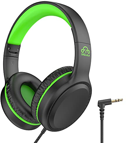 UKELALA Green Wired Headphones for Boys Portable On Ear Youth Headphones for School Airplane Travel Lightweight Portable Compatible with Pad Computer Laptop for Adults Student Children Girls Kids