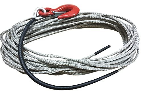 6mm Super 12 HMPE (Dyneema) Winch Rope With Hook - Synthetic Winch Rope Choose Length - Recovery Winch Rope - Towing - 4X4 (10 Metres Long)