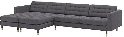 Ikea LANDSKRONA 5-Sitzer-Sofa, mit Chaiselongue/Gunnared Dunkelgrau/Holz