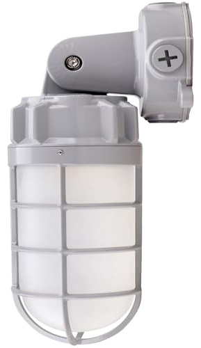 21W LED Vapor Tight Jelly Jar Light, 5000K Industrial Wall/Ceiling Mount Vapor-Proof Light, IP65 Wet Location Indoor and Outdoor Vapor Proof Security Cage Lighting, 120-277VAC UL Listed (1-Pack)